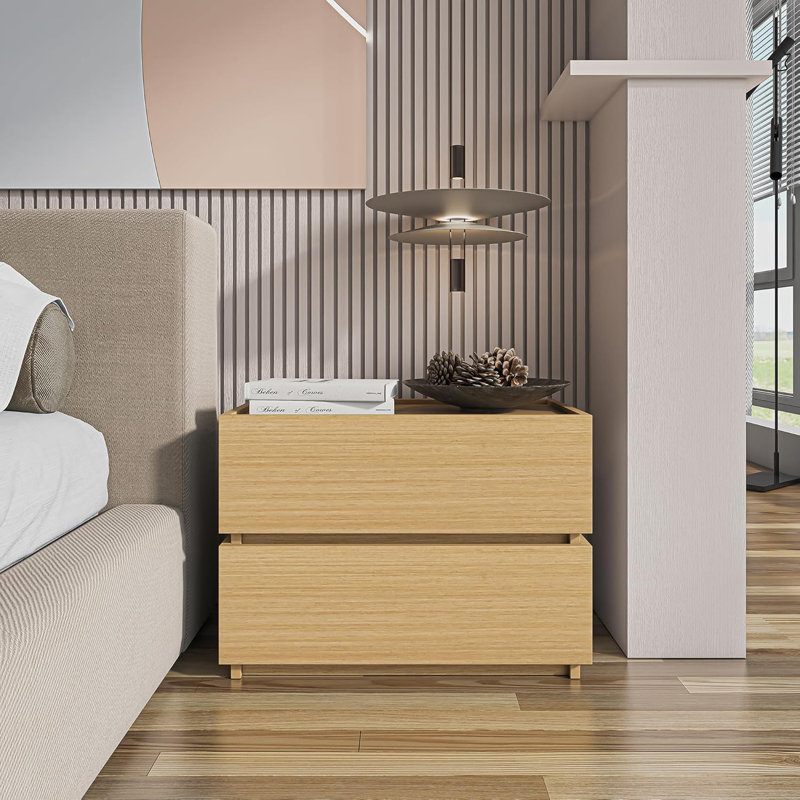 Commode 2 tiroirs empilable, 23,6 po, Chêne