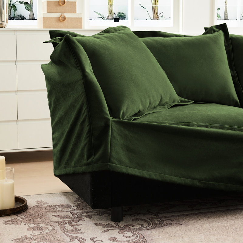 Fauteuils en chenille - assise confortable en chenille à assise profonde, coutures détaillées, Chenille verte