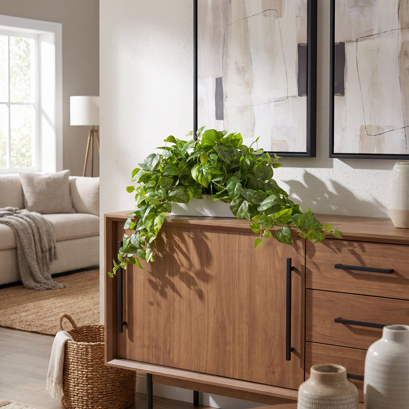 14 " H Faux Pothos Plant in Fiberstone Pot