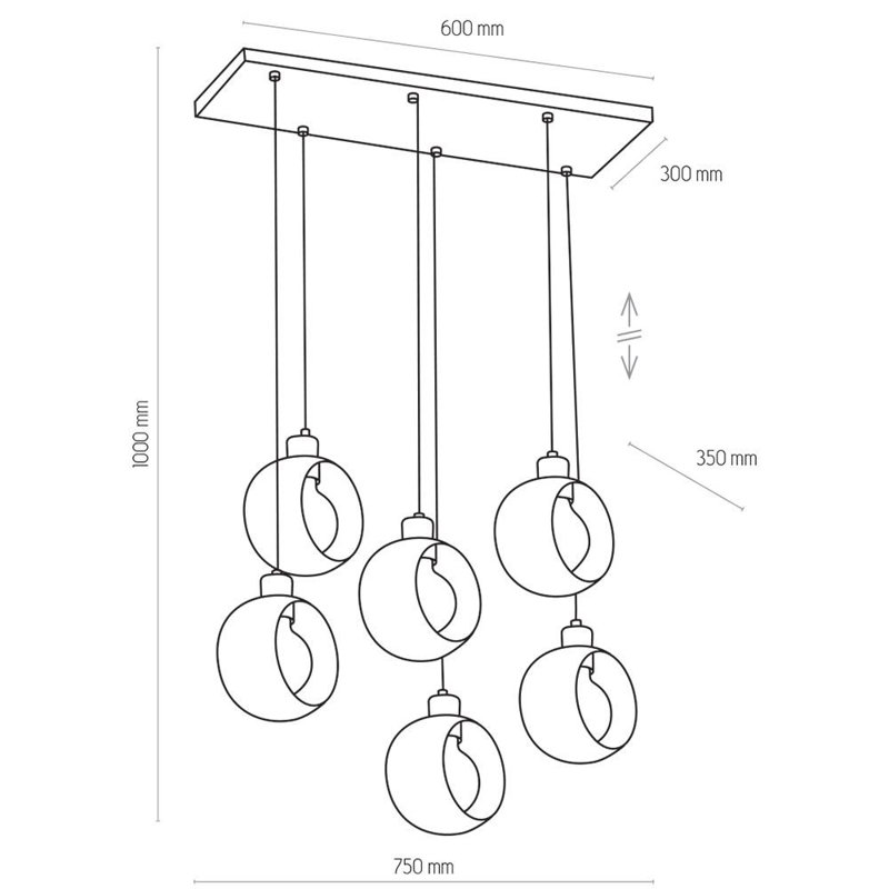 Banky 6 - Light Cluster Pendant, Black