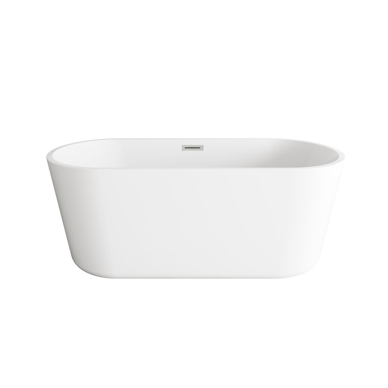 Jakeil 59'' x 27.5'' Soaking Acrylic Bathtub, Brushed Nickel