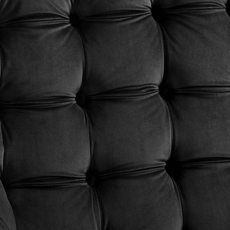Suggest Button Tufted Upholstered Velvet Lounge Chair, Black