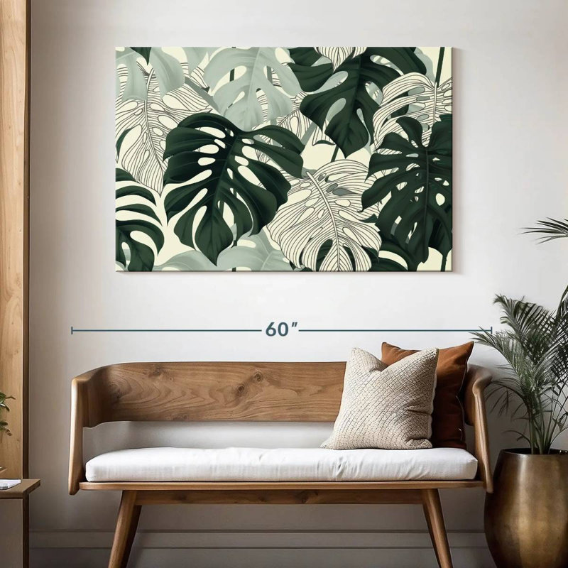 Feuilles Harnek Jungle Monstera, H 32 po x l 48 po