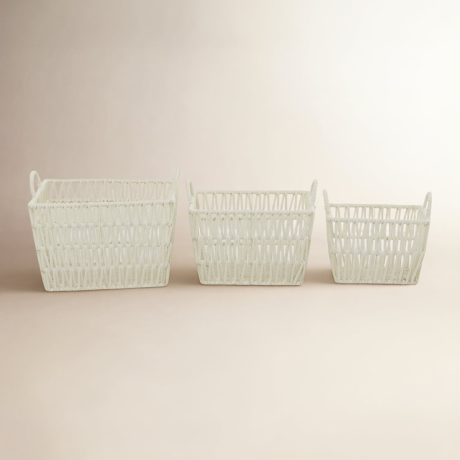 Handmade Metal Decorative Basket - Set of 3, 12.30" H x 16.25" W x 11.70" D