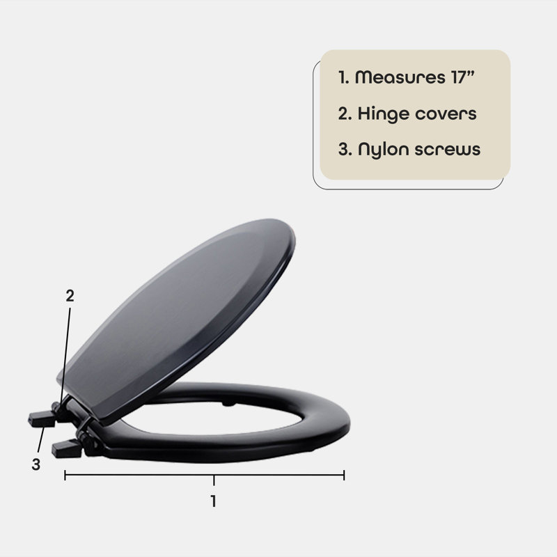 Fantasia Round Wood Standard Toilet Seat, Black