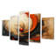 Wild Waves Retro Orange Core - Ensemble de 5 décorations murales abstraites en spirale-1089338966