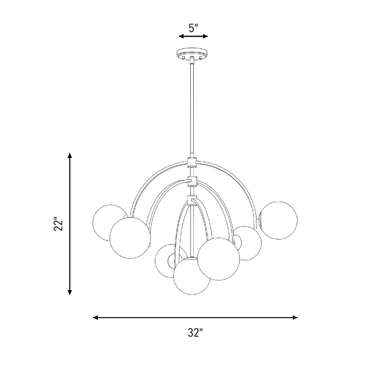 Marias 7-Light Chandelier, Polished Nickel