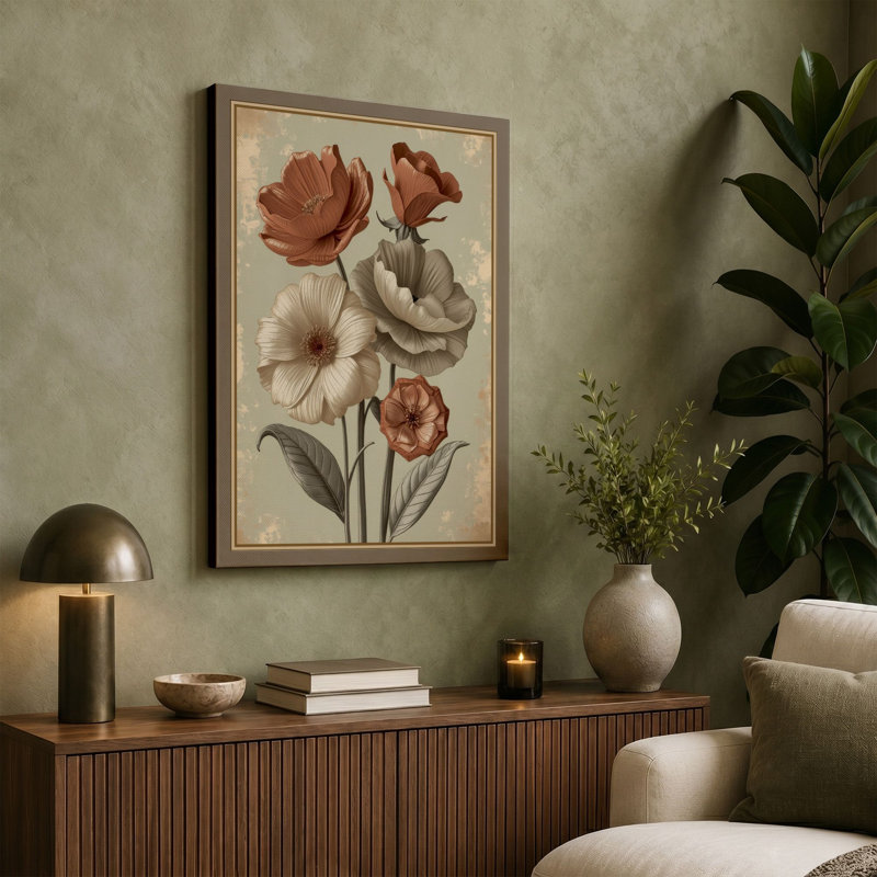 Studies Botanical - Wrapped Canvas, 30x20 - 76.2 x 50.8 cm, Terracotta Border