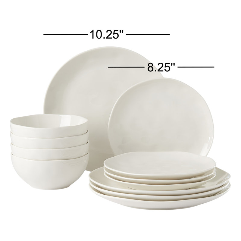 Bay Colors 12-Piece Dinnerware Set, White