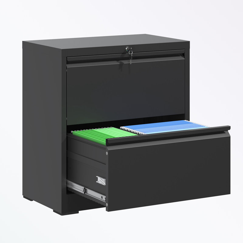 metal frame File Cabinet with 2 Drawers, Black