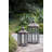 Set of 2 Polygon Garden Lanterns, Weathered Wood and Glass Decorative Candle Holder for Indoor and Covered Outdoor