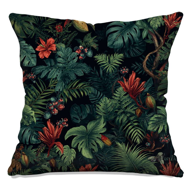 Coussins décoratifs à feuilles tropicales, 16 x 16 pouces
