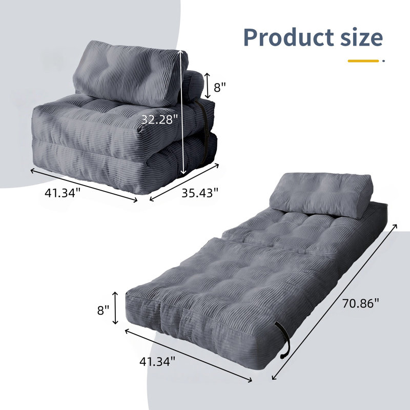 Canapé-lit modulaire modulaire convertible pour des espaces de vie compacts, Gris