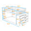 Lit superposé en bois avec tiroirs et tablettes de rangement-769830998-769830996