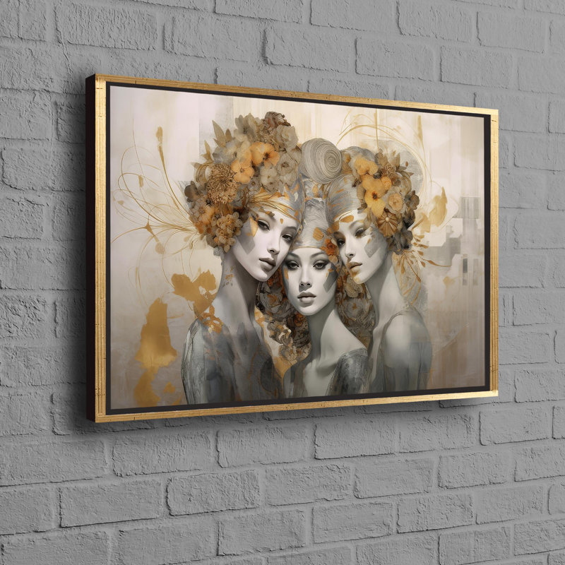 Print on Canvas, 20 cm H x 30 cm W, Framed Print without Mat, Gold