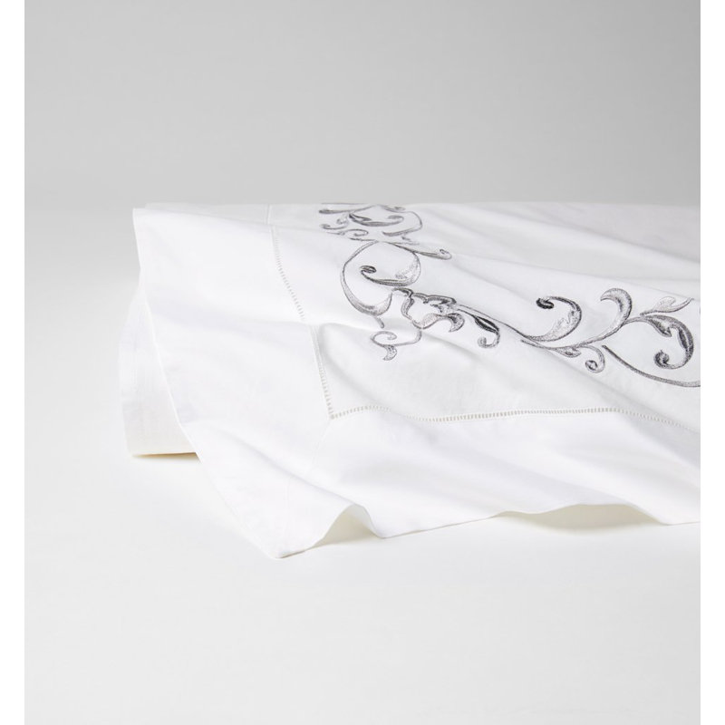 Griante Percale Flat Sheet, Full/Queen Flat Sheet, White/Storm