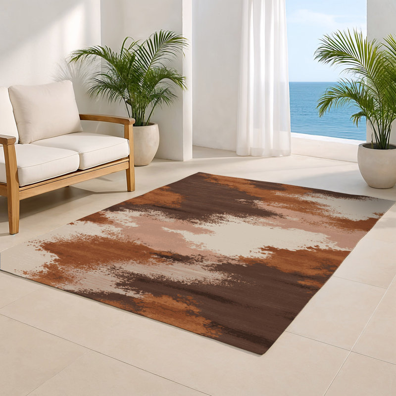 Tapis intérieur et extérieur beige Watercolor, Rectangle 4pi x 6 pi