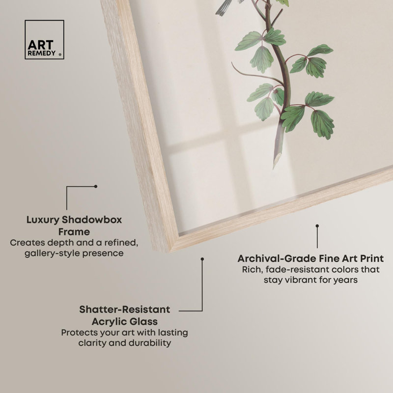 Art botanique Woodland Gem Shadowbox par Art Remedy, Crème, crème, H 55 po x l 37 po