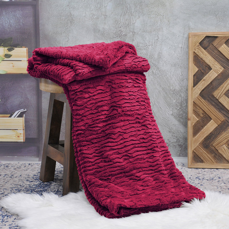 Knitted Throw Blanket, Burgundy