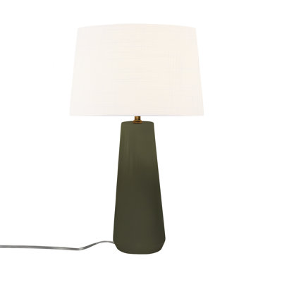 Luminance - Lampe portative en céramique Spire - Tissu blanc - Vert mat