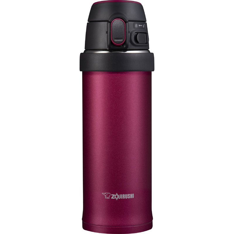 Flip-and-Go Vacuum Insulated Stainless Steel Travel Mug, Hibiscus Red, 16 oz