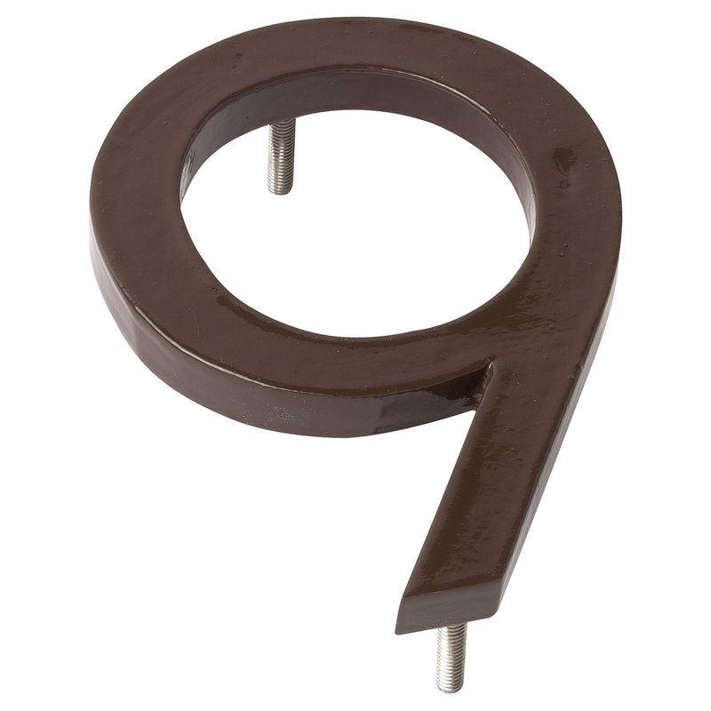 4 in. Flat Floating Mount House Number, 9, Roman Bronze