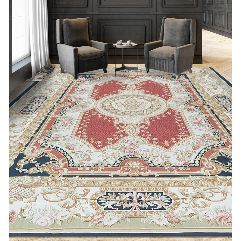 Hand-Knotted High-Quality Navy and Red Area Rug