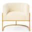 Chaise d'appoint en velours de style Mid-Century avec dossier incurvé - Base incurvée crème et stable