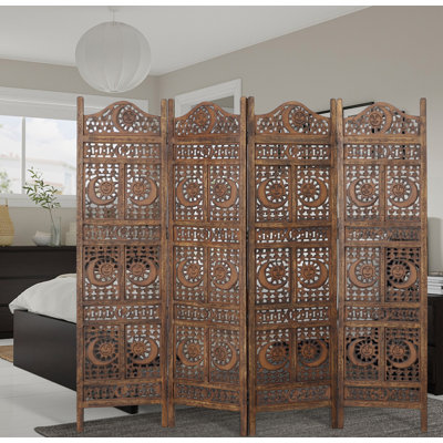 Jarett 80'' W x 71'' H 4 - Panel Solid Wood Folding Room Divider