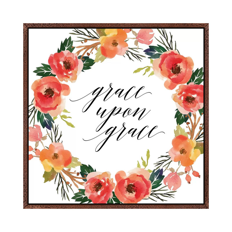 Grace upon Grace, John 1:16 1 Piece Painting on Canvas, 66.04cm H x 66.04cm W x 3.81cm D, Classic Brown Wood Framed