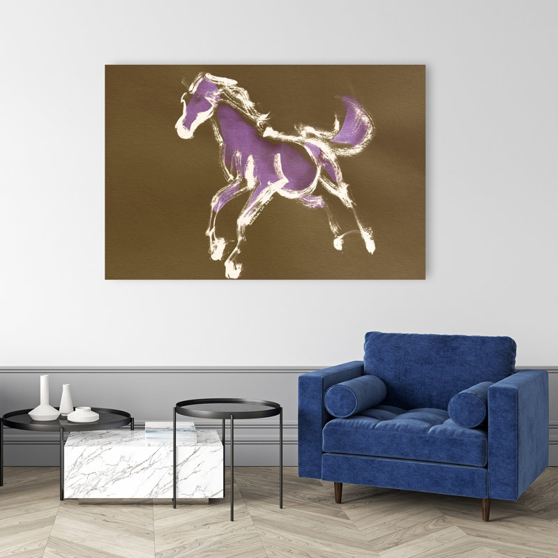 Purple Brushstroke Horse Abstract Bold Contemporary Horse Wall Art Print, 40" H x 60" W