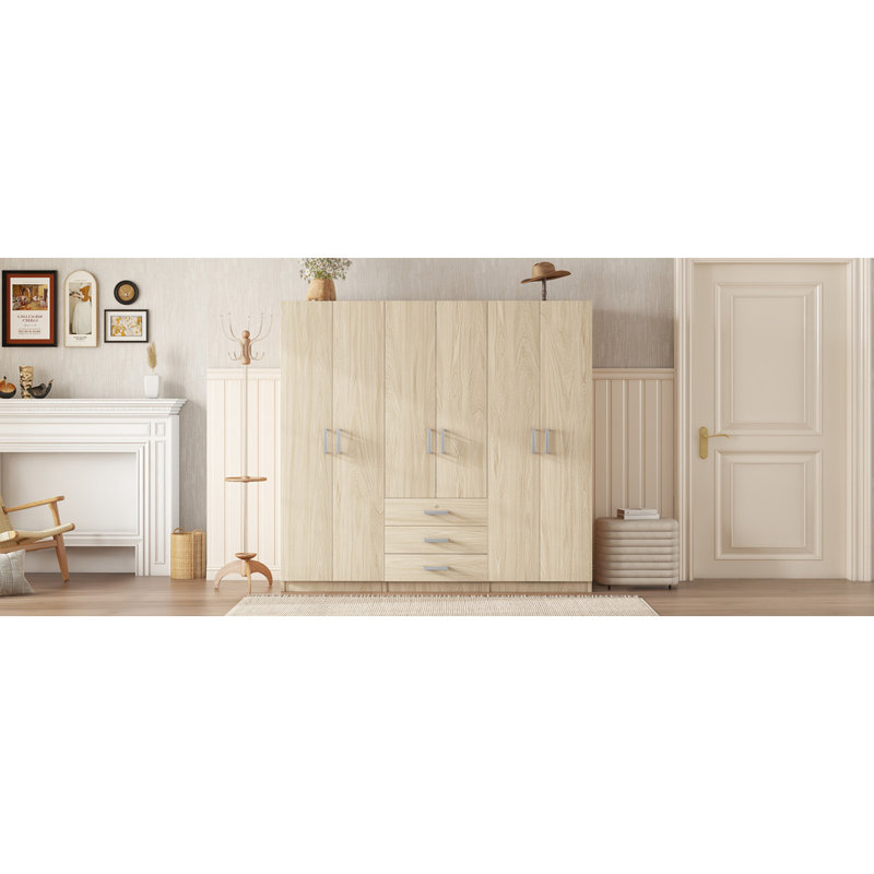 Spacious Wooden Wardrobe For Bedroom With Multiple Drawers And Stylish Design, Brown