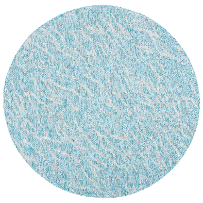 Shaunna Performance Abstract Indoor/Outdoor Area Rug, Round 6'7"