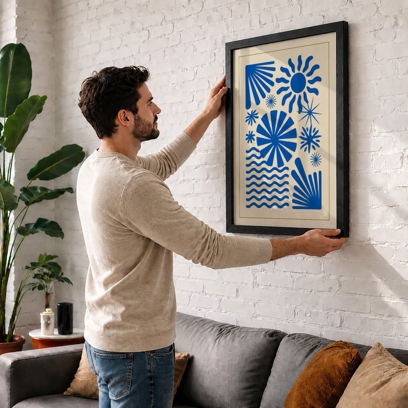 Celestial Forms Geometric - Framed Print, Walnut, A3 - 42.0 x 29.7 cm