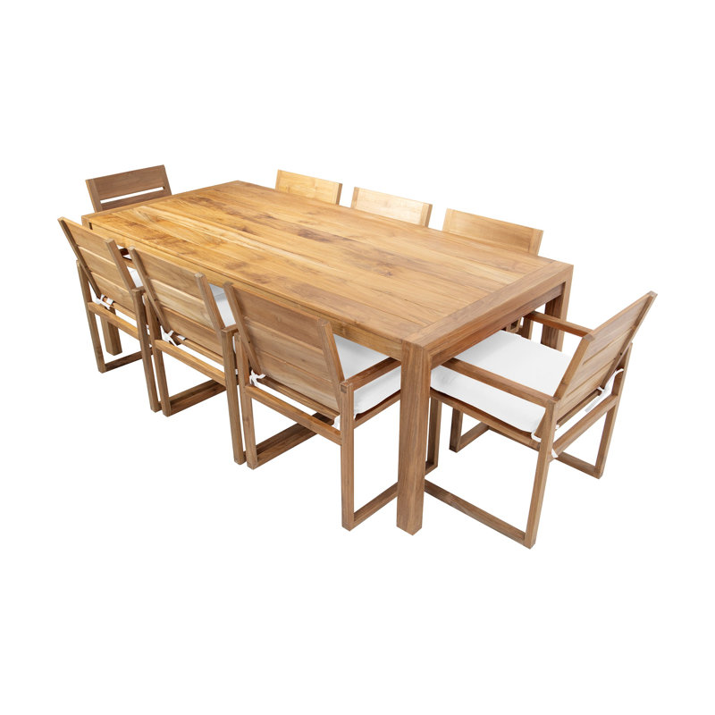 Venice 9 - Piece Solid Wood Dining Set, Camel