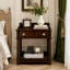 Table de chevet rétro avec tiroir et tablette ouverte, table de chevet en bois avec rangement, table de bout rétro pour chambre à coucher, table de chevet d'appoint peu encombrante avec pieds tournés-2080700882
