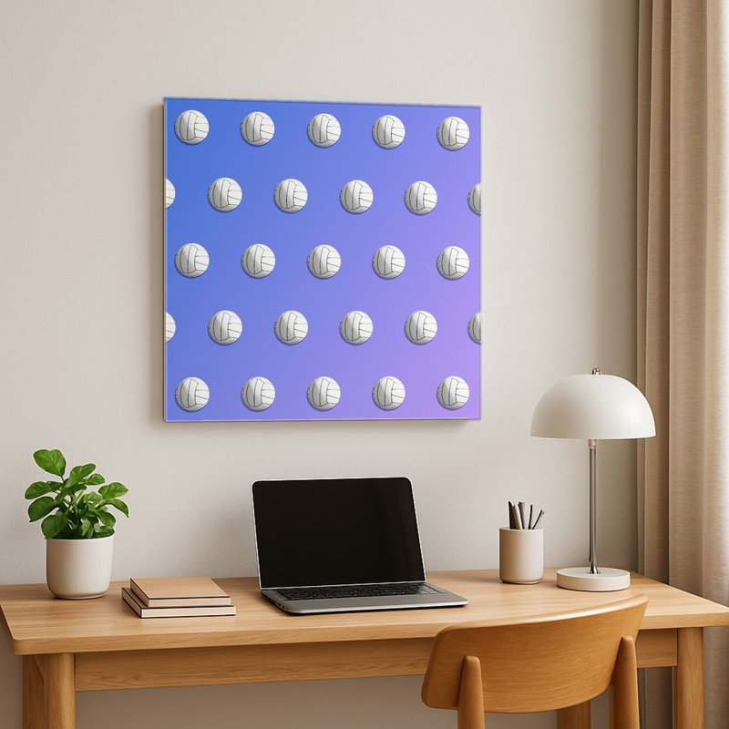 Motif de volleyball — Décoration murale carrée en métal, H 32 po x l 32 po