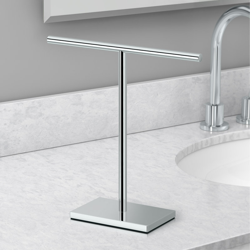 Freestanding Countertop Hand Towel Holder | 11.13"H x 10.50"W Weighted Base Towel Rack Stand, Chrome