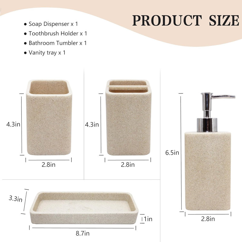 4-piece Beige Bathroom Accessories Set