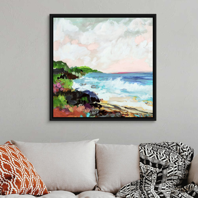 Surfscape VII par Karen Fields - reproduction d'art, Toile avec cadre noir, H 38 po x l 38 po x P 1,75 po