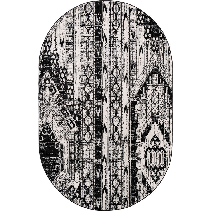 Wenden Ikat Indoor Rug, Oval 5' x 8'