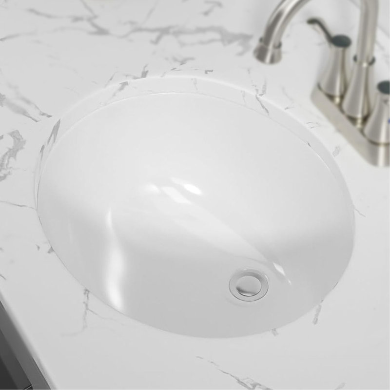 19"X16" Oval Shape Undermount Bathroom Sink Modern Pure White Porcelain Ceramic Lavatory Vanity Sink Basin With Overflow