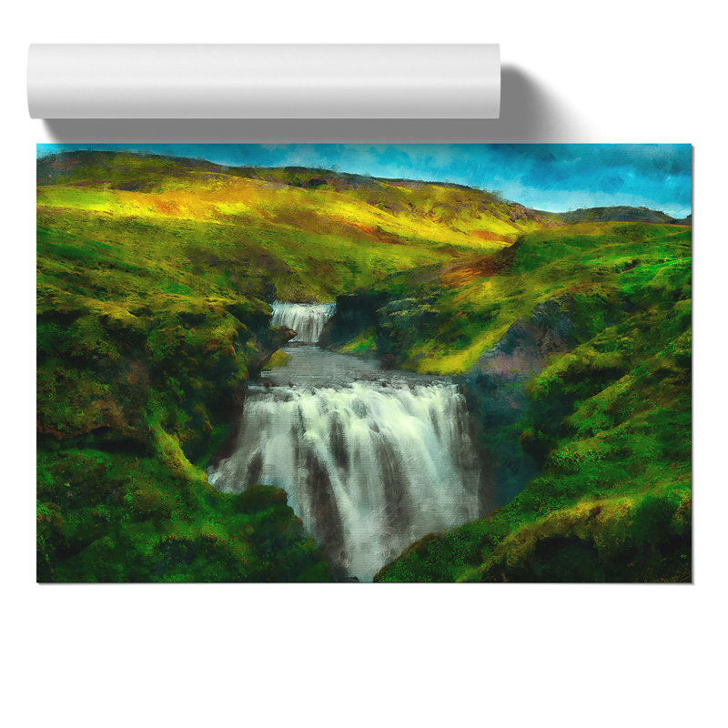Waterfall In Iceland - No Frame Print, 30cm H x 42cm W x 0.1cm D