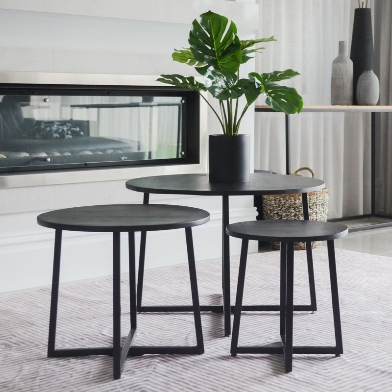 Terrain Set of 3 Round Nesting Tables - Black