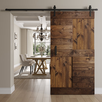 Panelled Wood Barn Door without Installation Hardware Kit