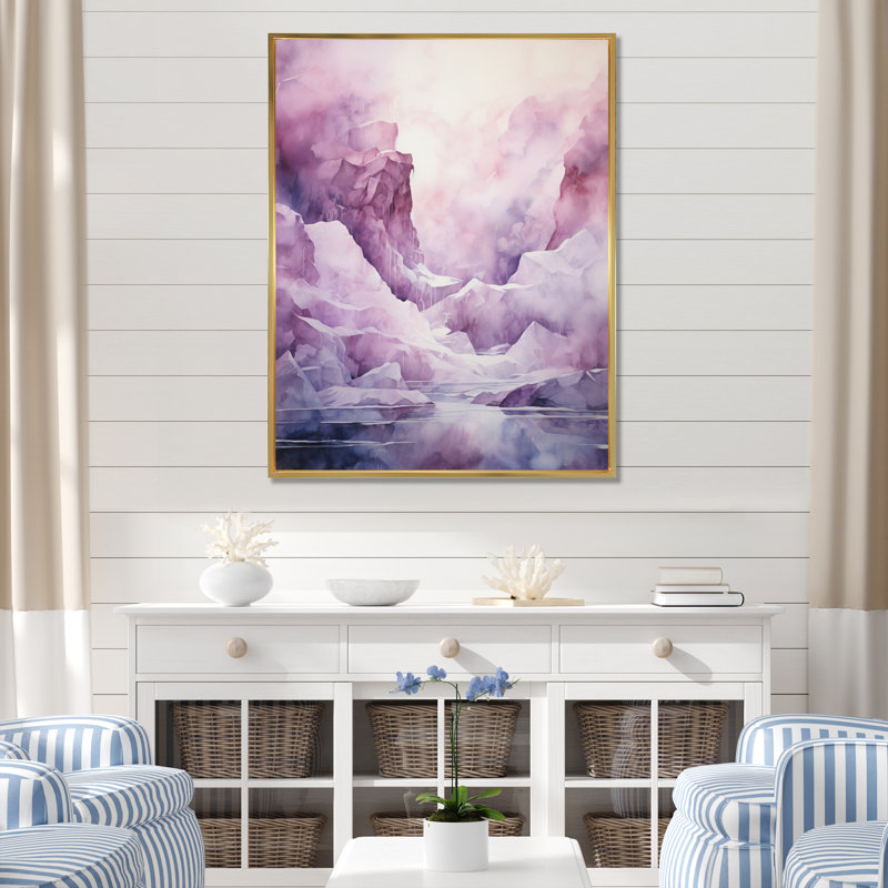 Ifiye rose Iceberg polaire symphonie I - impression, H 20 po x l 12 po x P 1 po, Cadre flottant doré