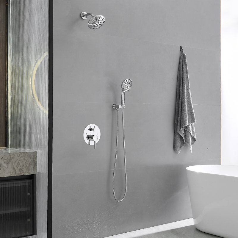 Single Handle 1-Spray Round Rain Shower Faucet 1.8 GPM With Dual Function Pressure Balance Valve In Polished Chrome