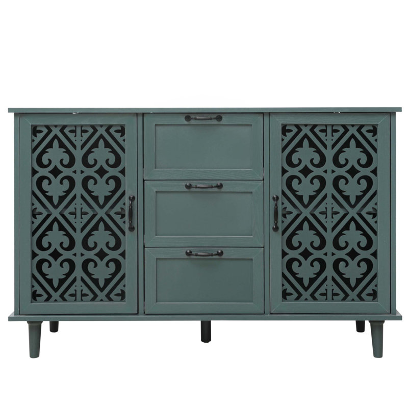 Armoire américaine à 2 portes et 3 tiroirs, convient à la chambre à coucher, au salon et au bureau, Vert foncé