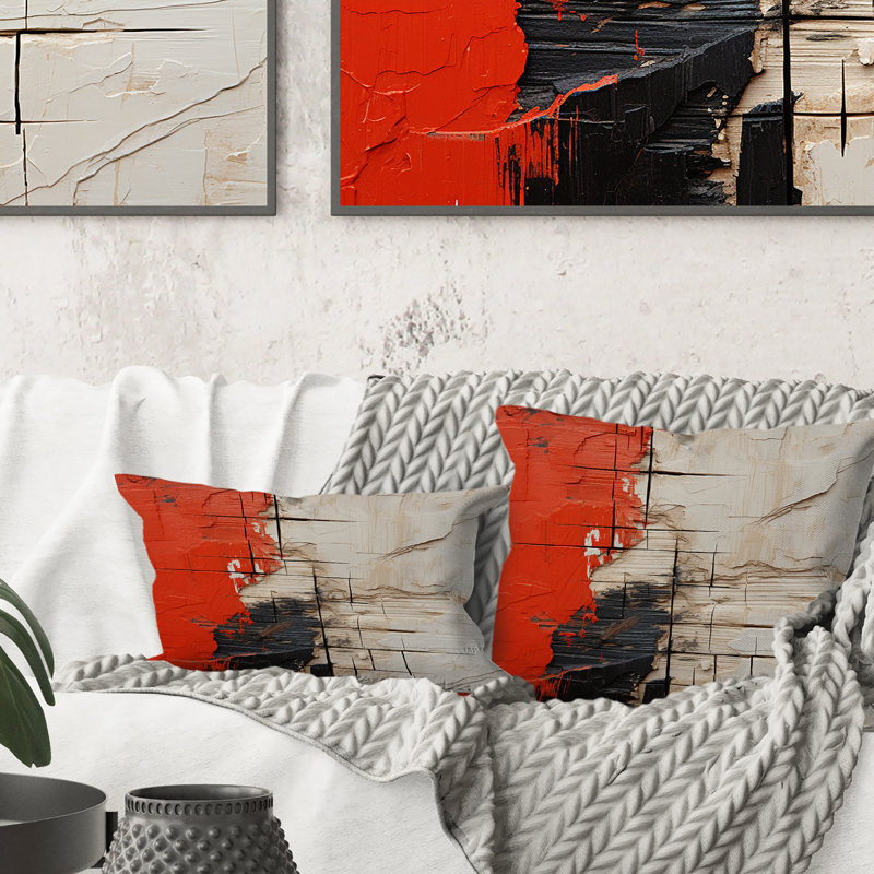 Coussin décoratif à imprimé géométrique abstrait «Y Today Is History II»