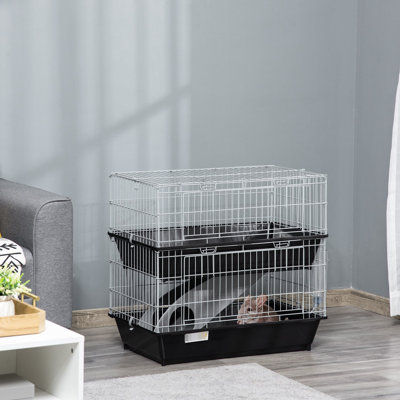 Black 2 Cage For Small Pets With Space Feature Pet Metal Structure And Convenient Trays -